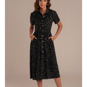 PetalLush Button Down Dress with Pockets